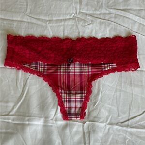Aerie Red Lace Plaid Intimates